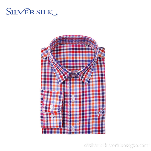 Preppy Tops Blouse Colorful Checks Boys Shirts Long